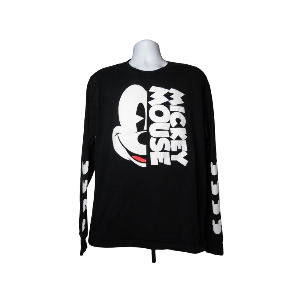 Disney Black Mickey Mouse Half Face Graphic Tshirt Top Women 2X Men XL Read!